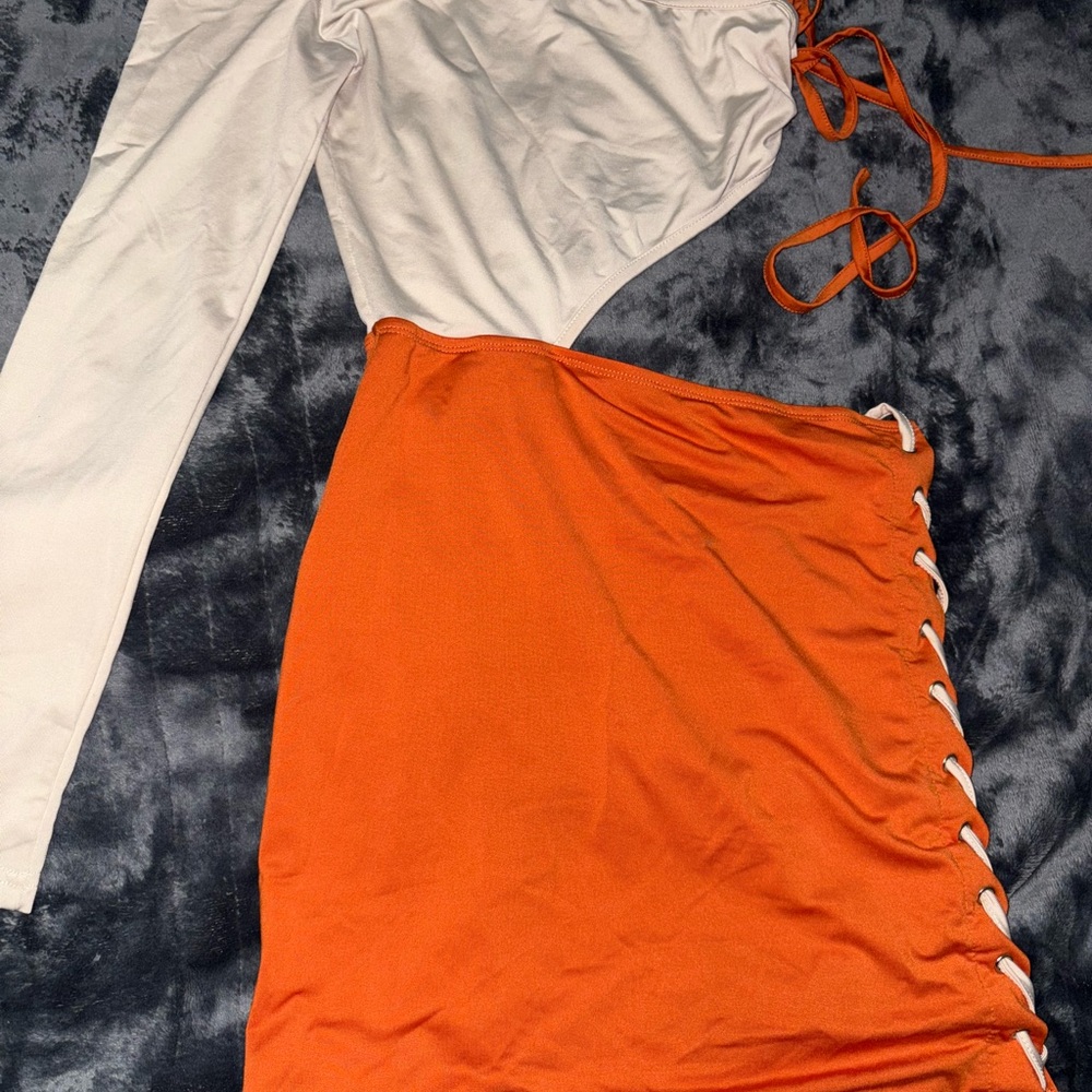 Orange Lace-Up Women's Dress